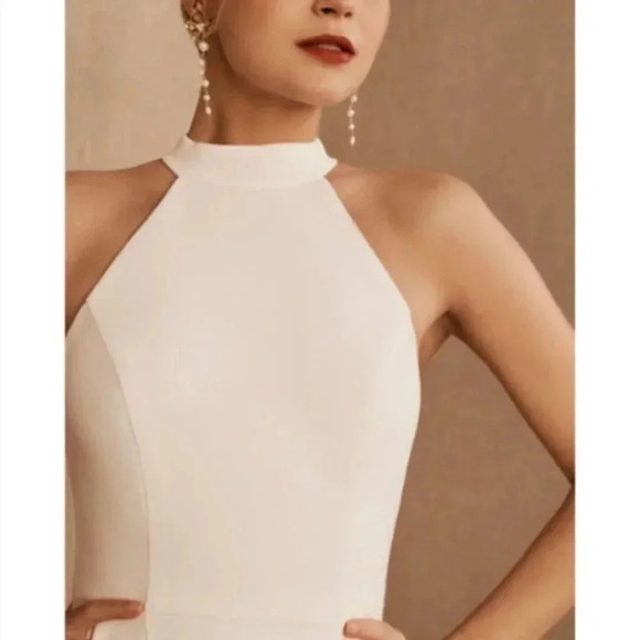 NWT BHLDN Montreal Juliana Crepe Maxi Dress Ivory White Wedding Cocktail Halter - Picture 3 of 8